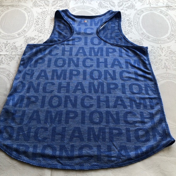 Champion Women’s Size M Monogrammed Logo Blue Tank-Top Athletic Race-Back Shirt - Picture 15 of 16